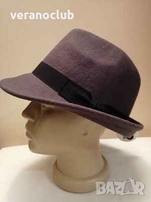 Дамска шапка с периферия Вълнена Сива 58 см, снимка 3 - Шапки - 35169613