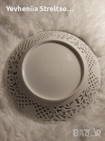Керамическое блюдо с ажурными краями и цветочным рисунком, снимка 3 - Прибори за хранене, готвене и сервиране - 52850969