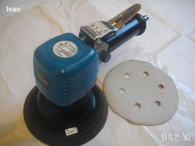 АВСТРИЙСКИ Оригинален ф150мм Пневматичен Ротационен Кръгъл ЕКСЦЕНТЪР ВИБРОШЛАЙФ WORKZONE Като нов , снимка 10 - Други инструменти - 47602957