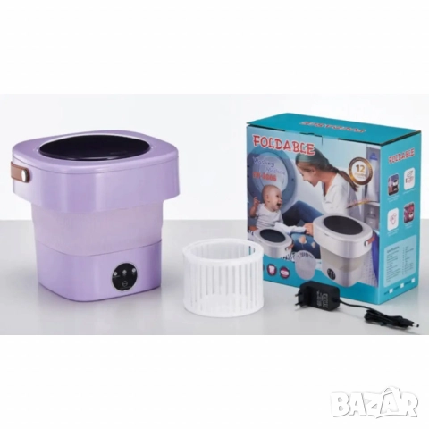 Мини сгъваема пералня с центрофуга – Компактна, мощна и идеална за всеки дом или пътуване - 12 литра, снимка 2 - Перални - 51977259