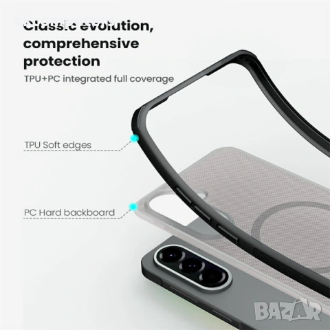 NILLKIN Super Frosted Shield Pro Магнитен Калъф за Samsung A57 5G - Матов PC+TPU, Прозрачно-черен, снимка 6 - Калъфи, кейсове - 53973091