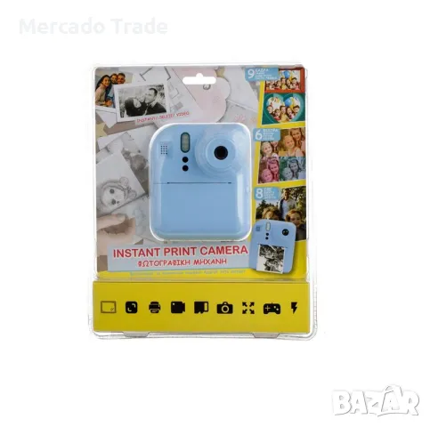 Детски фотоапарат+принтер Mercado Trade, За моментни снимки, Син, снимка 5 - Образователни игри - 48482091