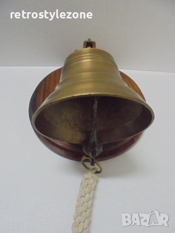 № 8555 Стара бронзова камбана за стена / врата с морски орнамент – котва  , снимка 4 - Други ценни предмети - 54045961