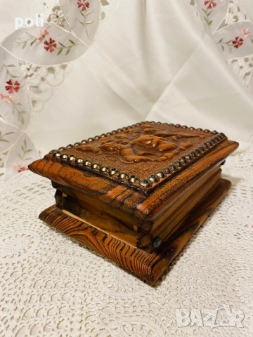 кутия за бижута от дърво и кожа , снимка 4 - Декорация за дома - 52635051