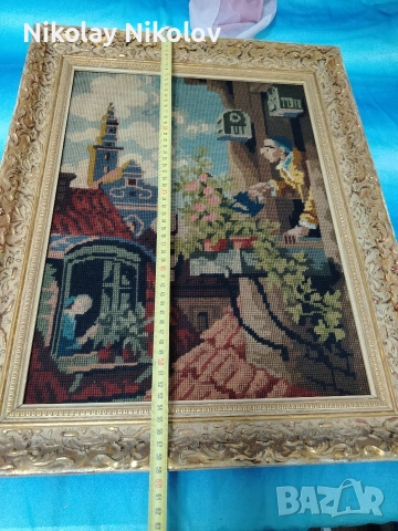 гоблен в рамка "Балконът" , снимка 9 - Гоблени - 53343665