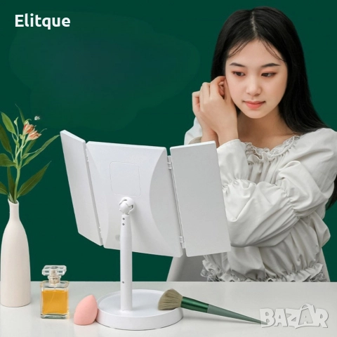 Преносимо LED огледало с осветление за тоалетка, за грим с висока разделителна способност, снимка 6 - Лед осветление - 52939492