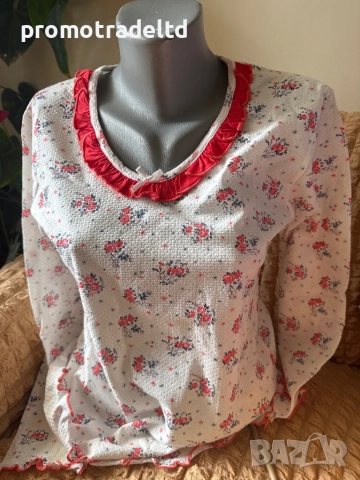 Качествена дамска пижама крепон дълъг ръкав панталон, снимка 2 - Пижами - 51997568