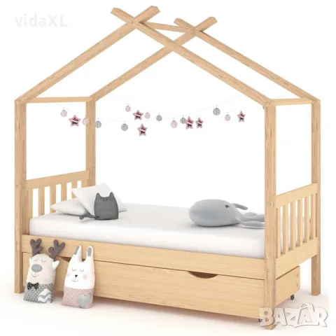 vidaXL Рамка за детско легло с чекмедже, борово дърво масив, 80x160 см, снимка 2 - Бебешки легла и матраци - 56146845