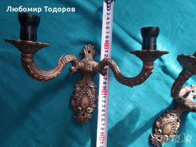 Битови бронзови лампи 2 броя, снимка 6 - Лампи за стена - 35520365