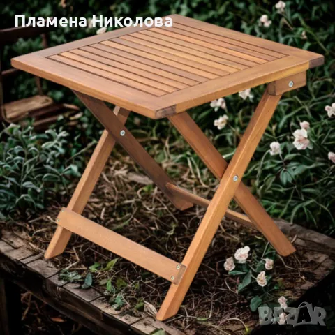 Маса сгъваема Muhler Meranti - 50x50xH68cm, дърво, снимка 1