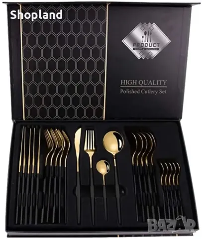 Луксозен комплект прибори за хранене - 24 части, снимка 3 - Прибори за хранене, готвене и сервиране - 48548257