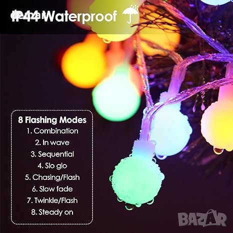 Коледни лампи 5,5 м 50 LED, снимка 5 - Лед осветление - 42542037