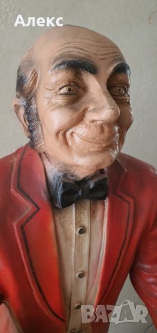 СТАРА огромна фигура, 1м –Сервитьор, Стареца БЪТЛЪР. Колекционерска!, снимка 3 - Антикварни и старинни предмети - 34907300