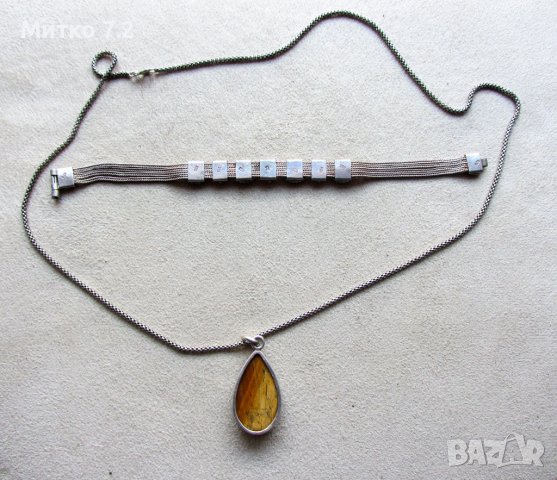 Сребърен комплект от медальон и гривна, снимка 4 - Бижутерийни комплекти - 39281923