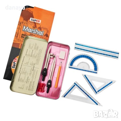 6041 Геометричен комплект за чертане с пергел и делител в метална кутия, снимка 3 - Ученически пособия, канцеларски материали - 51271598