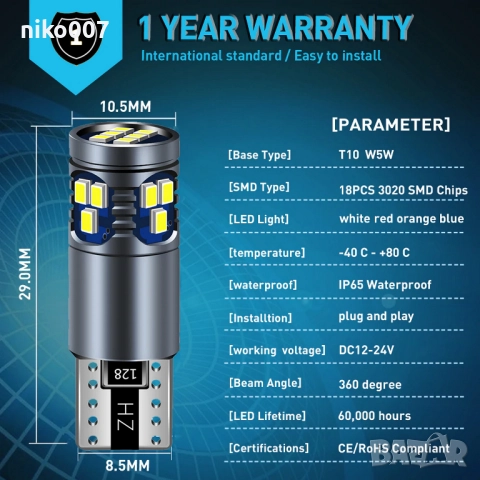 Супер силни T10 LED крушки Canbus без грешка-Дневни светлини