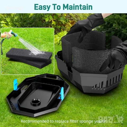 Biling 3-степенна филтърна кутия за езерце – универсална съвместимост с помпи, до 1600 литра, снимка 4 - Други - 51192389