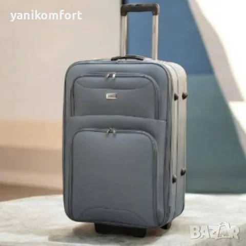 Куфар за пътуване текстилен голям 77 см. сив, снимка 2 - Куфари - 56200073