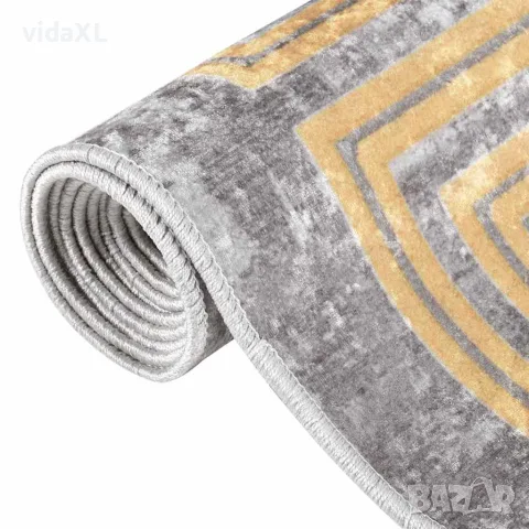 vidaXL Килим, миещ се, сив, 190x300 см, снимка 5 - Килими - 56147111