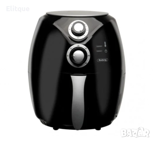 Фритюрник AirFryer Rosberg Premium, 1600W, 3л., Горещ въздух, Таймер, до 200°C, Черен, снимка 4 - Друга електроника - 52832155