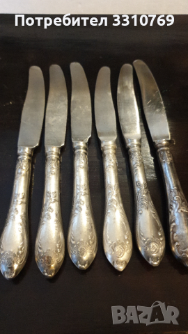 Посребрени ножове 6 броя., снимка 1 - Прибори за хранене, готвене и сервиране - 44750266