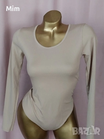 boohoo 38 Боди с дълъг ръкав цвят телесен , снимка 6 - Бельо - 54103872