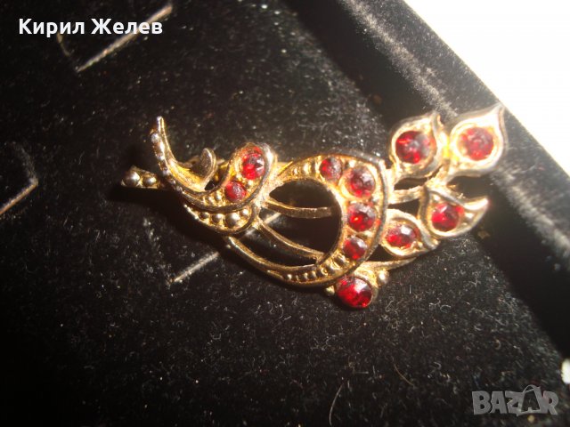 ПОЗЛАТЕНА АРТ ДЕКО РЕТРО БРОШКА БРОНЗОВА с много фасетирани КАМЪНИ ГРАНАТ 17642, снимка 4 - Други - 31196167