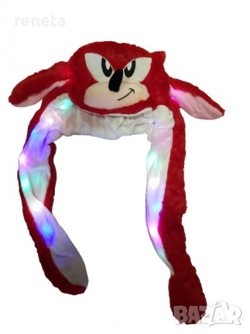 Шапка Sonic, Светеща, Плюшена,Червена, снимка 2 - Шапки, шалове и ръкавици - 39039190