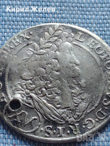Сребърна монета 15 кройцера 1694г. Леополд първи Хал Тирол 13606, снимка 3 - Нумизматика и бонистика - 42915619