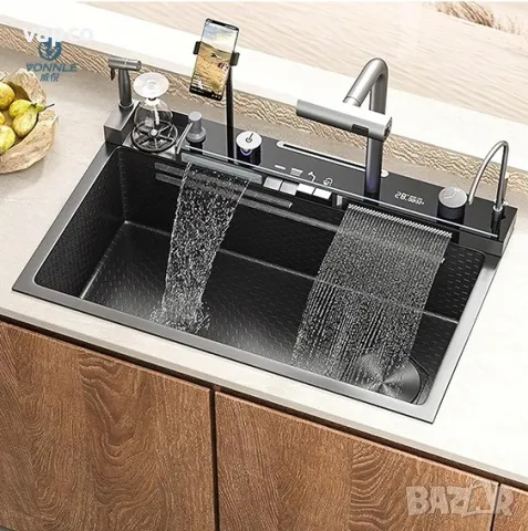 85см Модерна мултифункционална кухненска мивка с двовен водопад 20 в 1