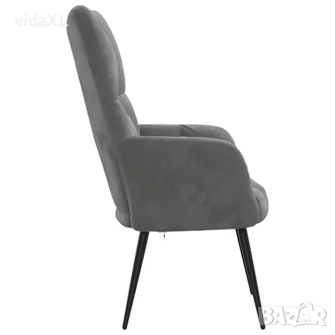 vidaXL Релаксиращ стол, тъмносив, кадифе, снимка 4 - Столове - 56146830