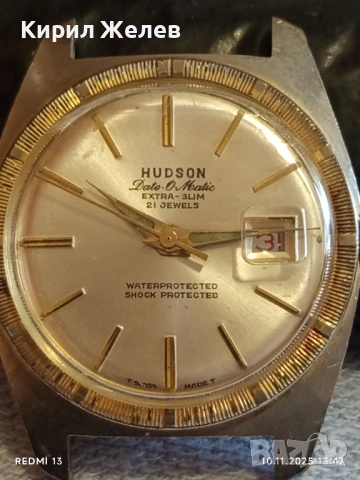 Стар механичен часовник мъжки HUDSON позлатен работи иска почистване 51439, снимка 7 - Антикварни и старинни предмети - 52362494
