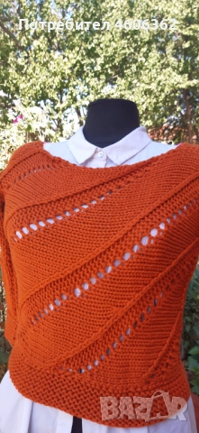 Ръчно изплетен пуловер , снимка 5 - Блузи с дълъг ръкав и пуловери - 51855229