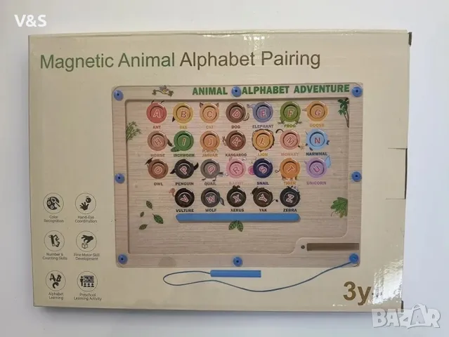  Магнитна азбучна дъска с животни, образователна играчка за фина моторика, английски букви и животни, снимка 7 - Образователни игри - 48332371