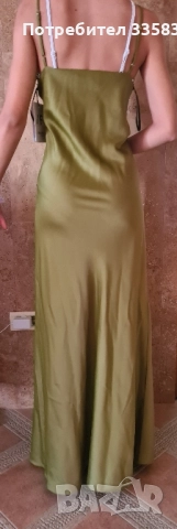 зелена сатенена рокля M, снимка 2 - Рокли - 51559374