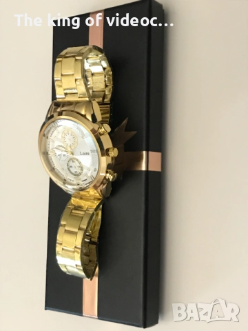 Мъжки златист часовник с голям циферблат ( ВИДЕО ), снимка 5 - Мъжки - 52315219