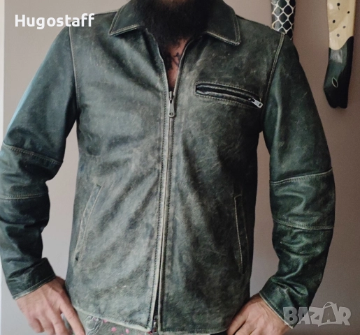 Винтидж Мъжко кожено яке Cafe Racer Rogue Leather  by  Reilly Olmes L/Xl