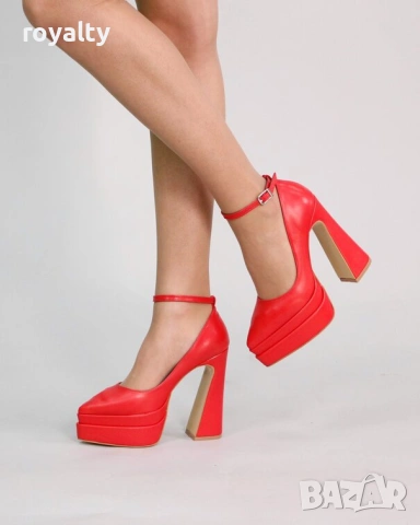 Обувки на ток - червена кожа, снимка 4 - Дамски обувки на ток - 54149163