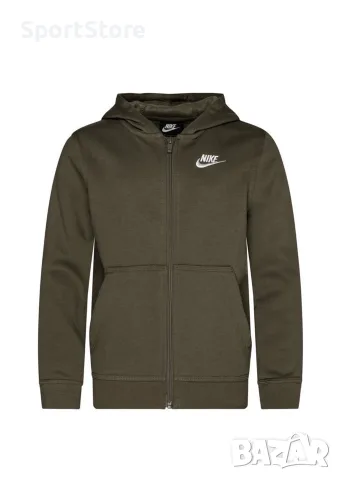 NIKE HOODIE NSW CLUB - MEDIUM OLIVE/WHITE KIDS