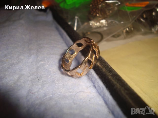 ПОЗЛАТЕН АЖУРЕН СТОМАНЕН АРТ ПРЪСТЕН ТИП ХАЛКА НЕРЪЖДАЕМА БЛАГОРОДНА СТОМАНА 27690, снимка 3 - Пръстени - 37514418