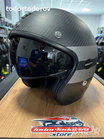 Чопър скутер мото каска BOGOTTO ZEUS Carbon ,М 57-58см, тегло 900гр.
