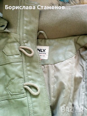 Зелено кожено яке ONLY, снимка 3 - Якета - 38941383