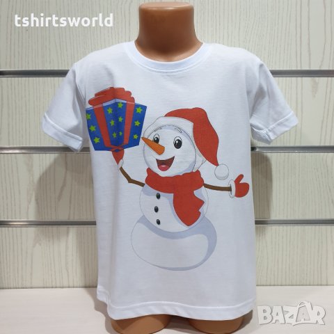 Нова детска коледна тениска със Снежко, снежен човек от 2 години до 15 години, снимка 1 - Детски тениски и потници - 31054886