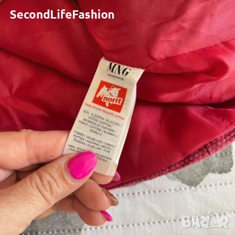 Дамско сако Mango MNG с 2 копчета, памучно, размер XS, бордо, снимка 5 - Сака - 53274848