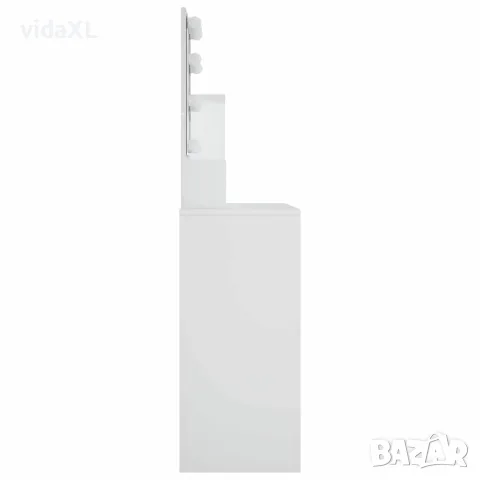 vidaXL Тоалетка с LED, бяла, 86,5x35x136 см, снимка 6 - Маси - 56147811