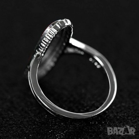 Пръстен с червен тюркоаз, посребрен, снимка 4 - Пръстени - 42189238