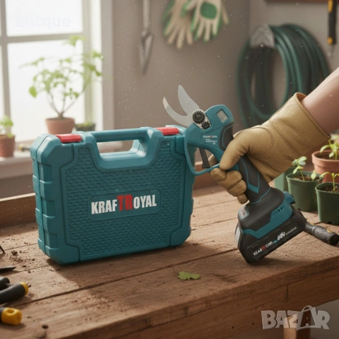 Комплект акумулаторна ножица KraftRoyal с 2 батерии и куфар — мощно и прецизно рязане