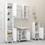 vidaXL Шкаф за баня с огледало, бял, 80x20,5x64 см, инженерно дърво, снимка 9