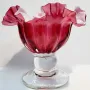 Бонбониера от ръчно издухано стъкло Cranberry glass., снимка 1