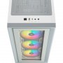 Геймърска Кутия за компютър Corsair iCUE 4000X RGB Tempered Glass CC-9011205-WW White Middle Tower, снимка 2